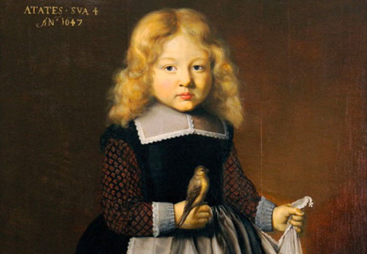 Barokowe dzieci. Wybrand de Geest, Portret chłopca z pieskiem i szpakiem